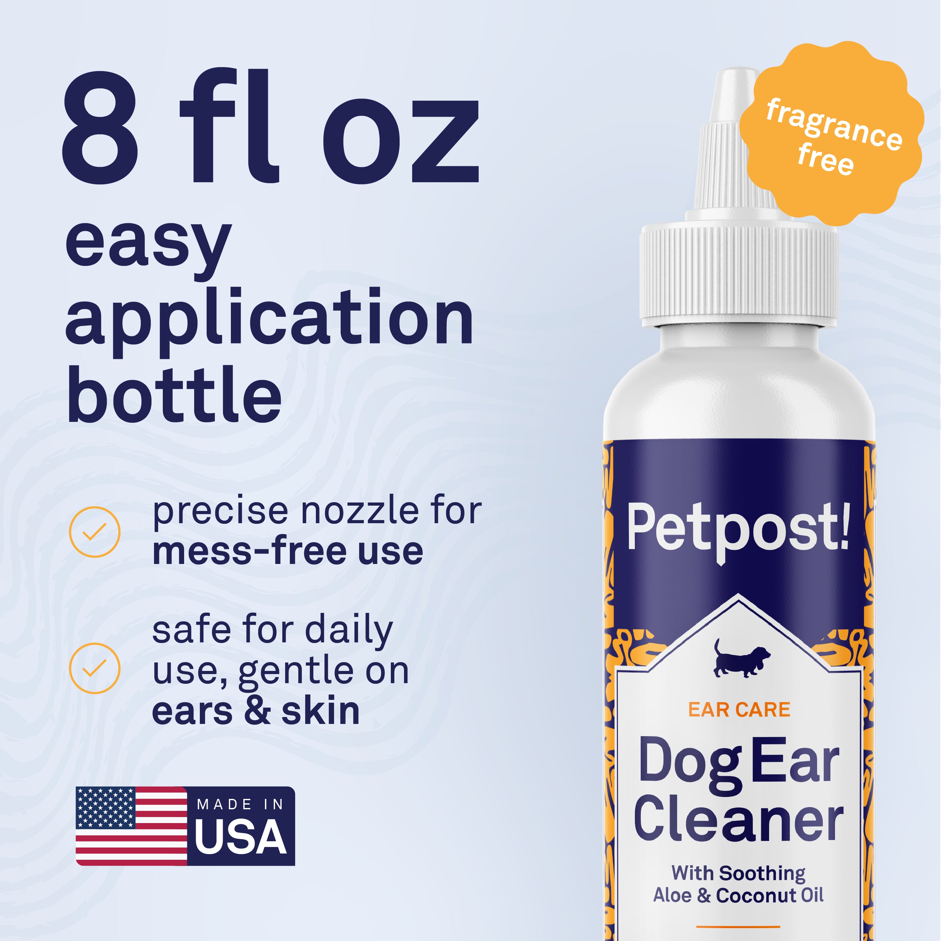 Petpost Dog Ear Cleaner Solution - Natural Coconut Oil & Aloe Drops for Dogs - Gentle Cleanser for Wax, Odor & Itchy Ears - Alcohol-Free, Vet-Approved - 8 oz