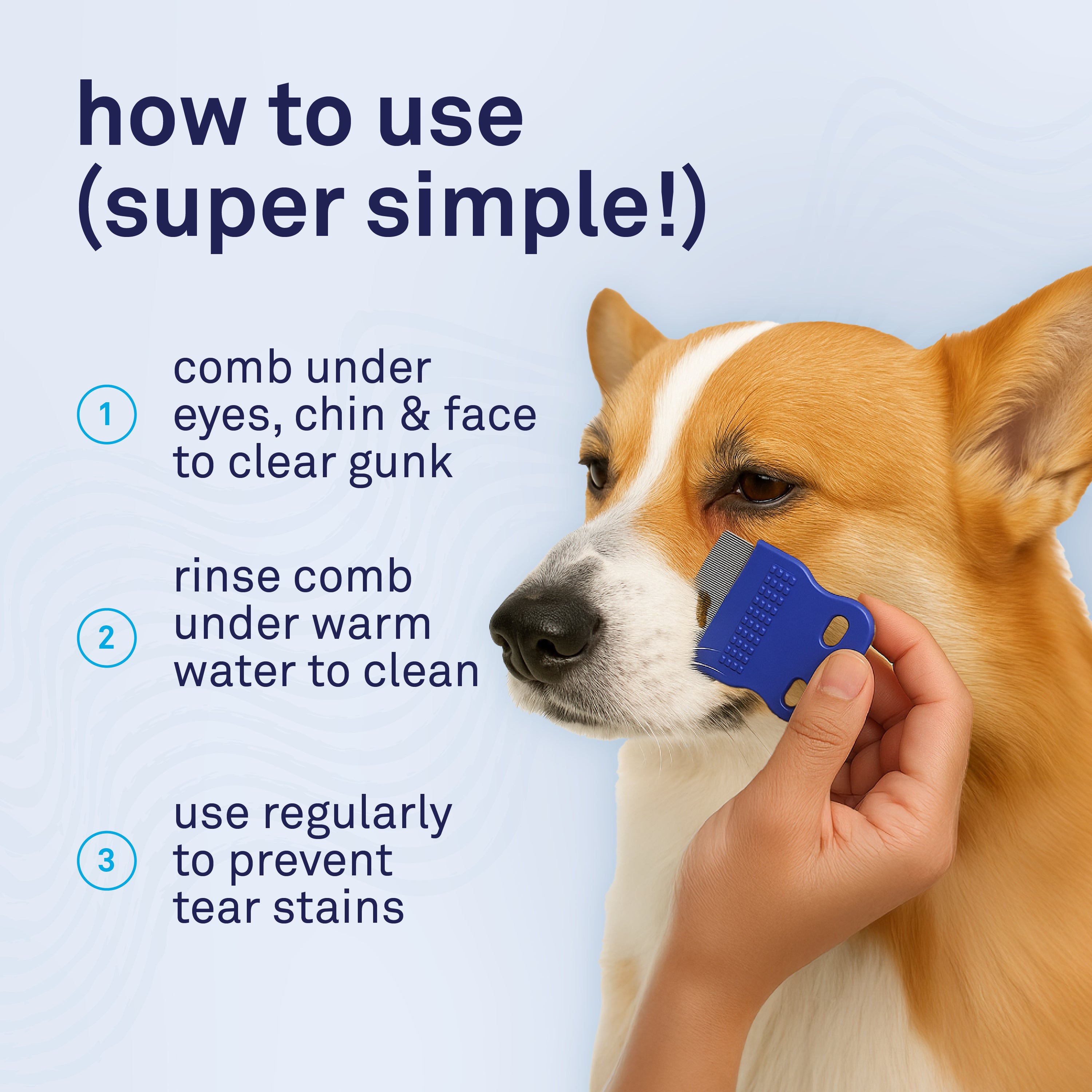 Petpost Tear Stain Remover Comb for Dogs - Extra Fine Stainless Steel Eye Comb with 65 Rounded Pins - Gentle Grooming Tool for Maltese, Shih Tzu & Small Breeds