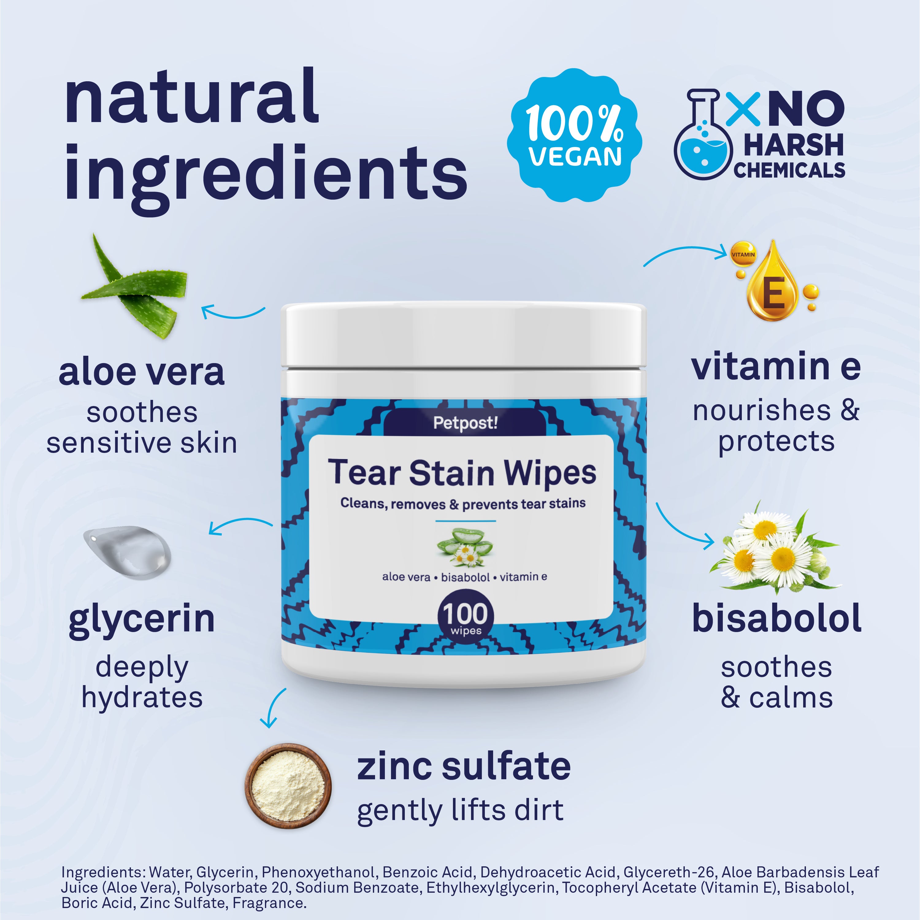Petpost Tear Stain Remover Wipes - 100 Pre-Soaked Cotton Pads - Gentle Eye Crust Cleanser for White Fur Dogs & Cats - Chemical & Bleach Free by Petpost for grooming dogs