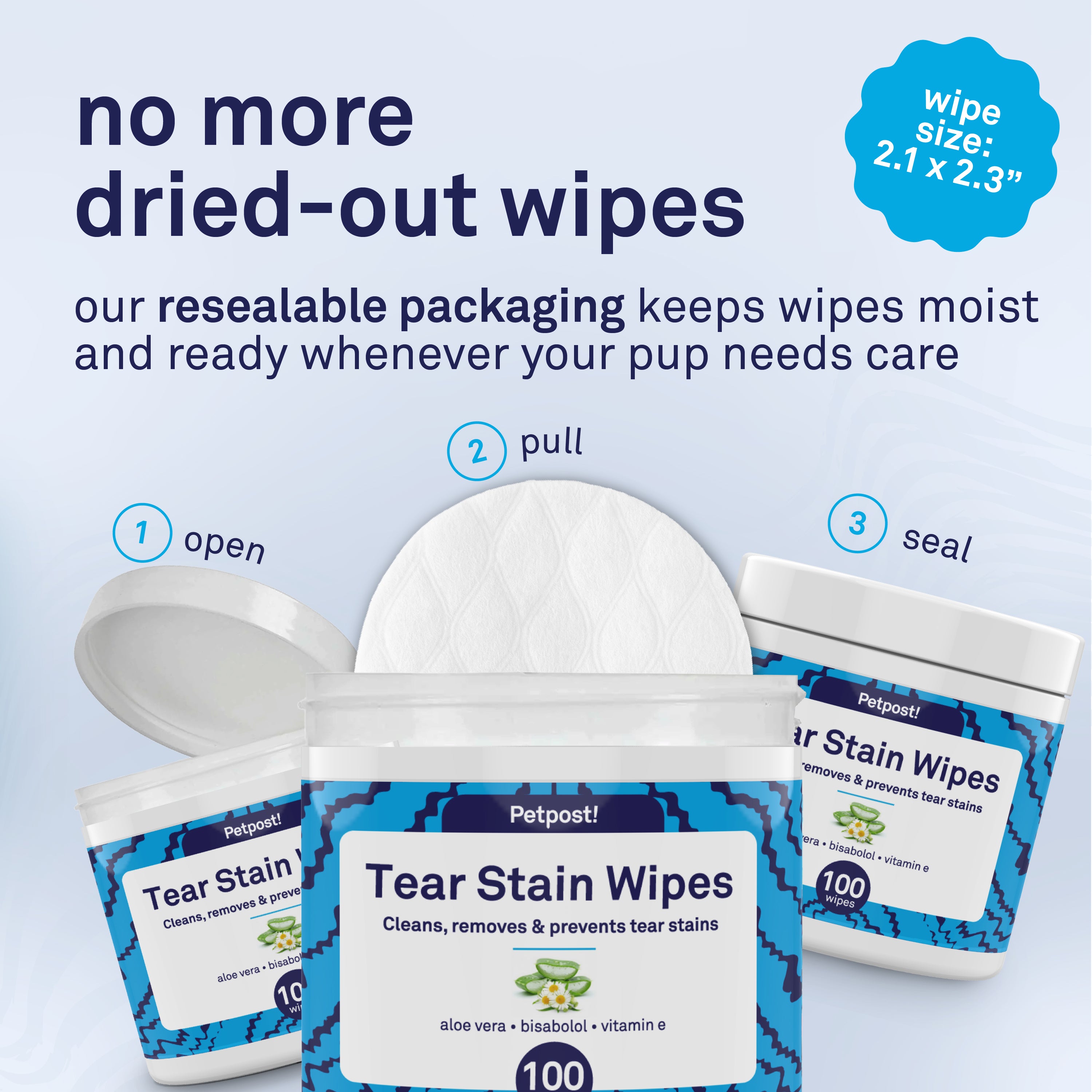Petpost Tear Stain Remover Wipes - 100 Pre-Soaked Cotton Pads - Gentle Eye Crust Cleanser for White Fur Dogs & Cats - Chemical & Bleach Free by Petpost for grooming dogs