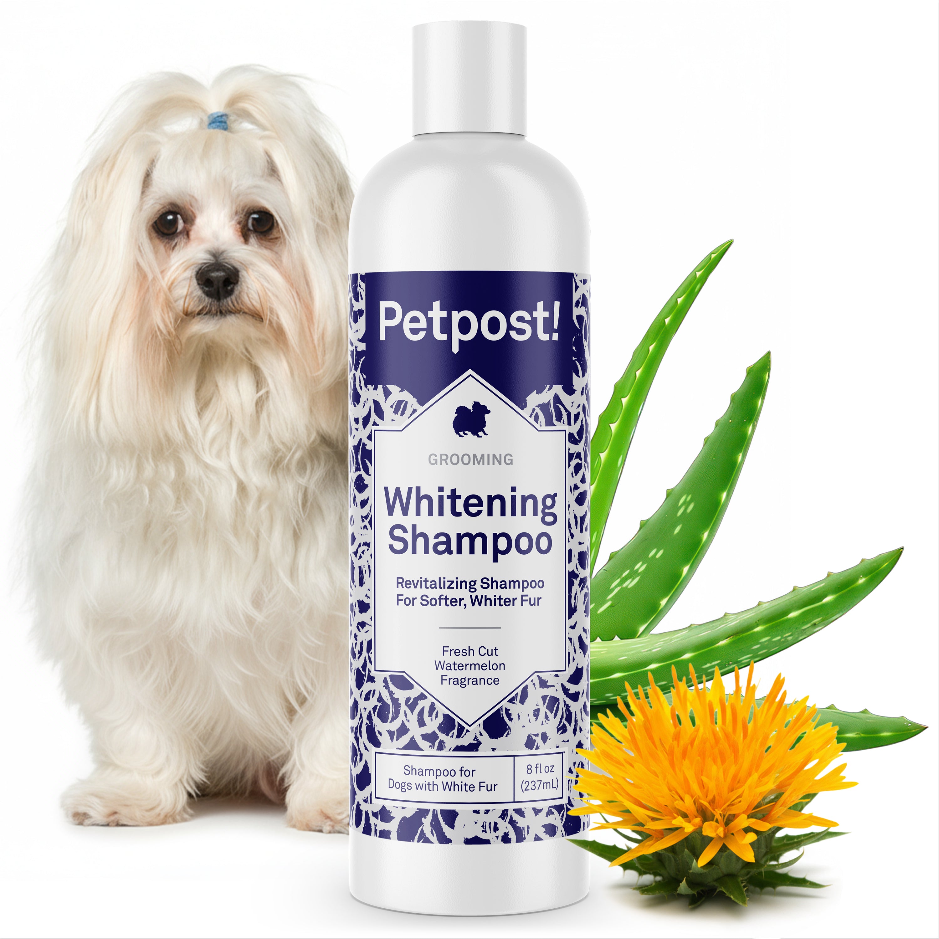 Petpost Dog Whitening Shampoo - Brightens White & Light-Colored Coats - Watermelon Scent for Maltese, Shih Tzu, Bichon Frise & Poodles