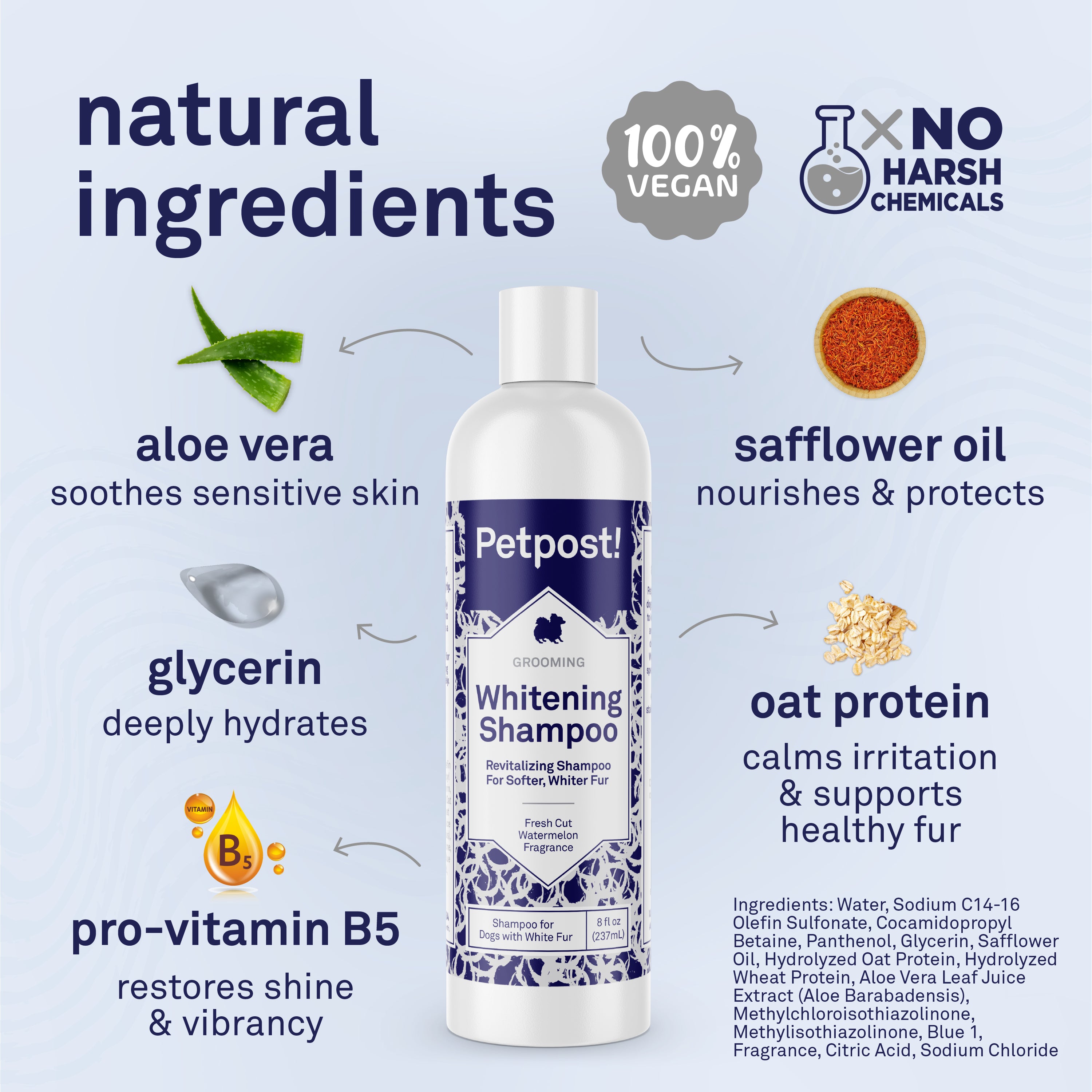 Petpost Dog Whitening Shampoo - Brightens White & Light-Colored Coats - Watermelon Scent for Maltese, Shih Tzu, Bichon Frise & Poodles