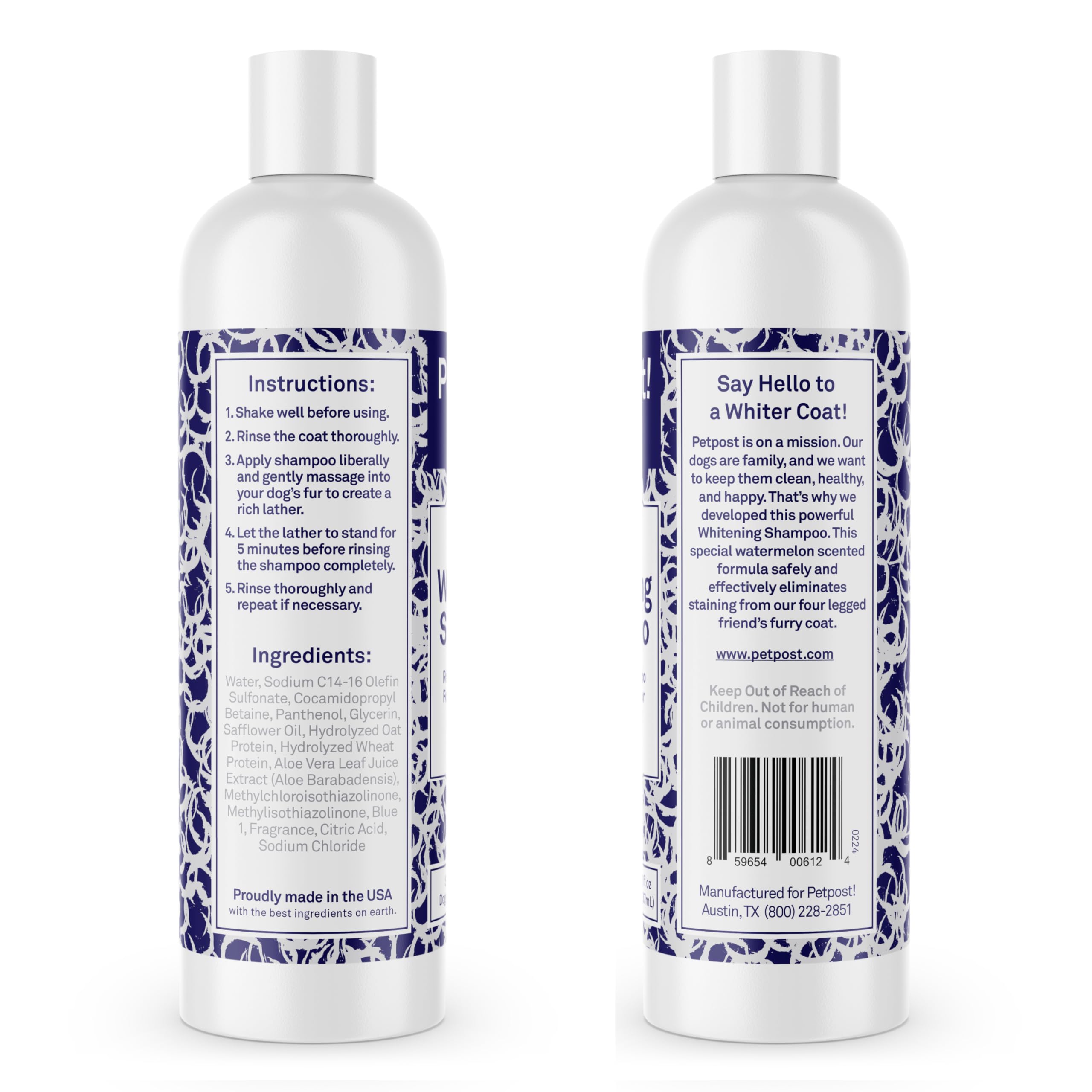 Petpost Dog Whitening Shampoo - Brightens White & Light-Colored Coats - Watermelon Scent for Maltese, Shih Tzu, Bichon Frise & Poodles