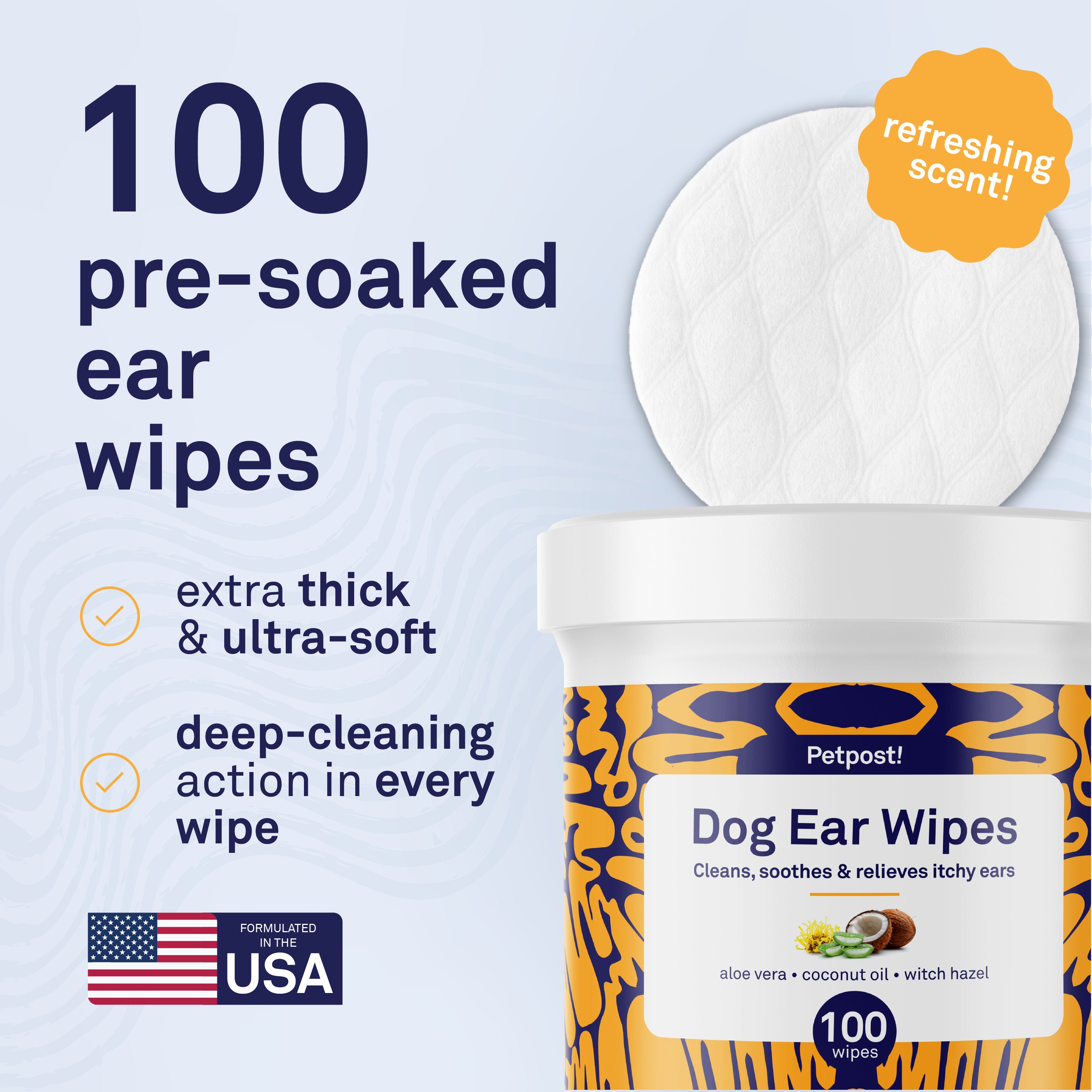 Petpost Dog Ear Cleaner Wipes - 100 Soft Cotton Pads with Coconut Oil & Aloe Solution - Alcohol-Free Daily Cleanser for Wax, Dirt & Odor - Safe for All Breeds by Petpost for grooming dogs