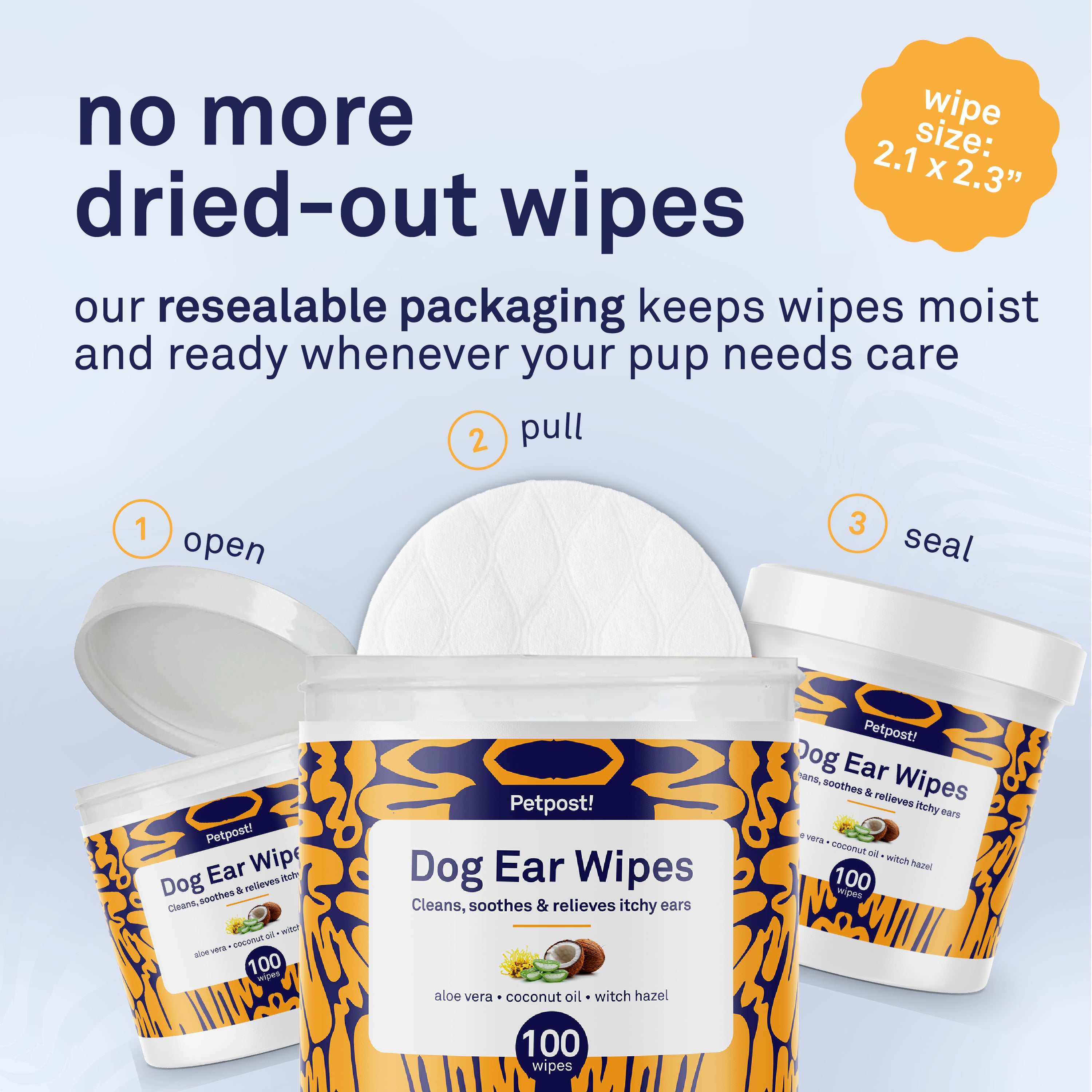 Petpost Dog Ear Cleaner Wipes - 100 Soft Cotton Pads with Coconut Oil & Aloe Solution - Alcohol-Free Daily Cleanser for Wax, Dirt & Odor - Safe for All Breeds by Petpost for grooming dogs