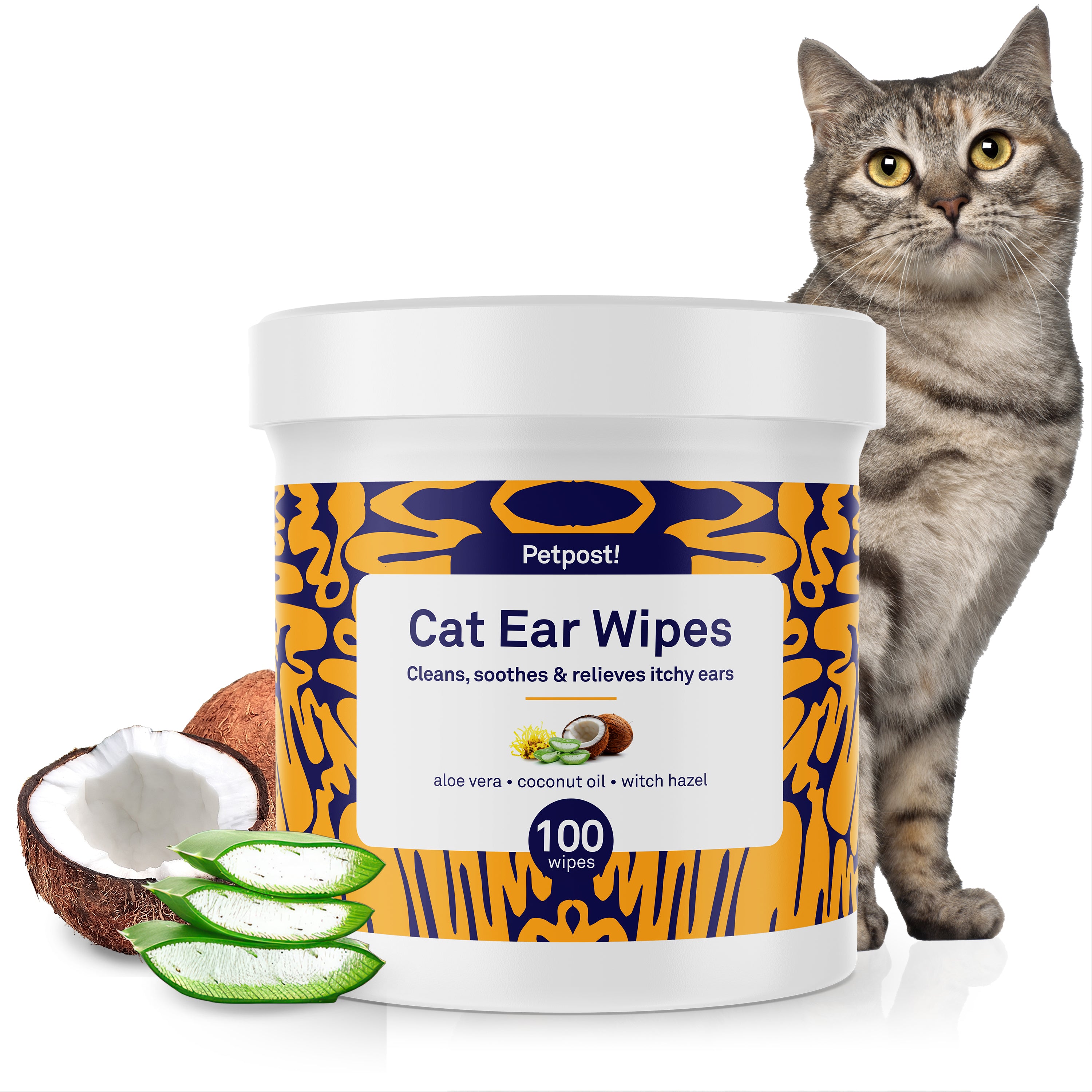 Petpost Cat Ear Wipes - 100 Soft Cotton Pads with Coconut Oil & Aloe - Non-Stinging, Alcohol-Free - Gentle Daily Ear Cleaning for Cats & Kittens by Petpost for grooming dogs