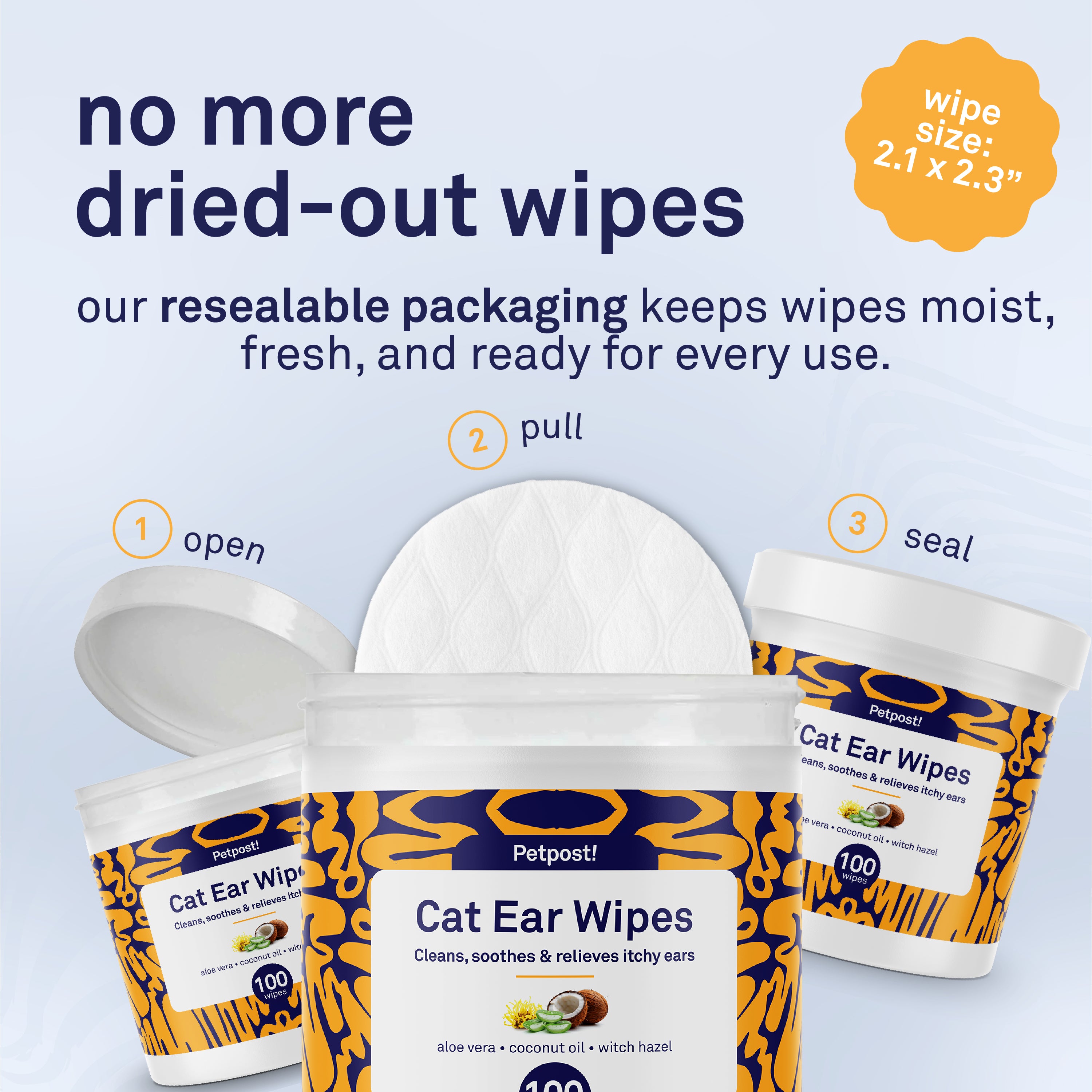 Petpost Cat Ear Wipes - 100 Soft Cotton Pads with Coconut Oil & Aloe - Non-Stinging, Alcohol-Free - Gentle Daily Ear Cleaning for Cats & Kittens by Petpost for grooming dogs