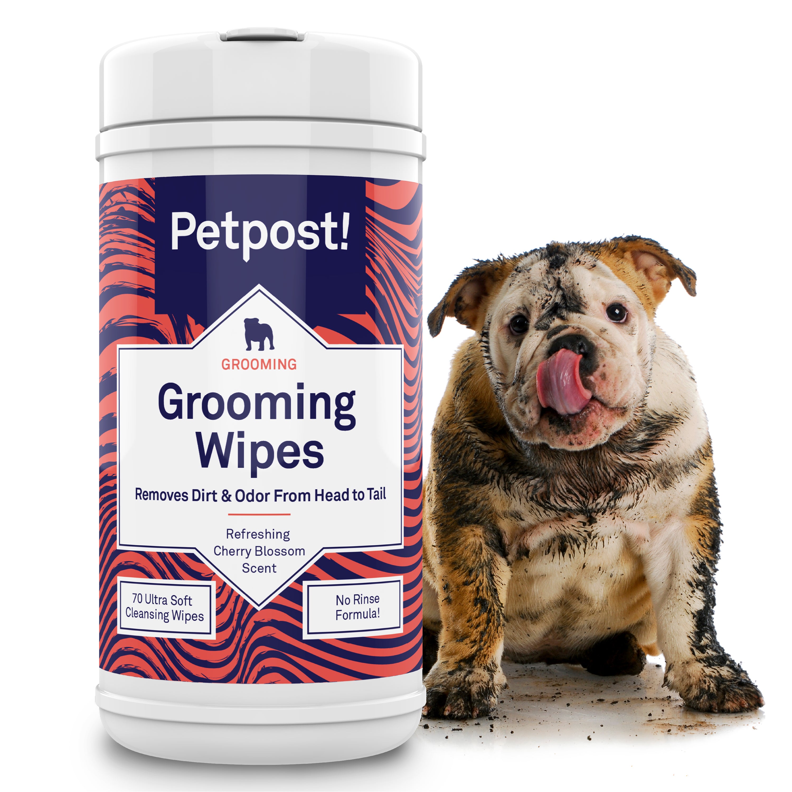 Petpost Grooming Wipes for Dogs - 70 Large Deodorizing Cotton Pads with Coconut Oil, Aloe & Cherry Blossom Scent - Gentle Full-Body Cleansing Wipes