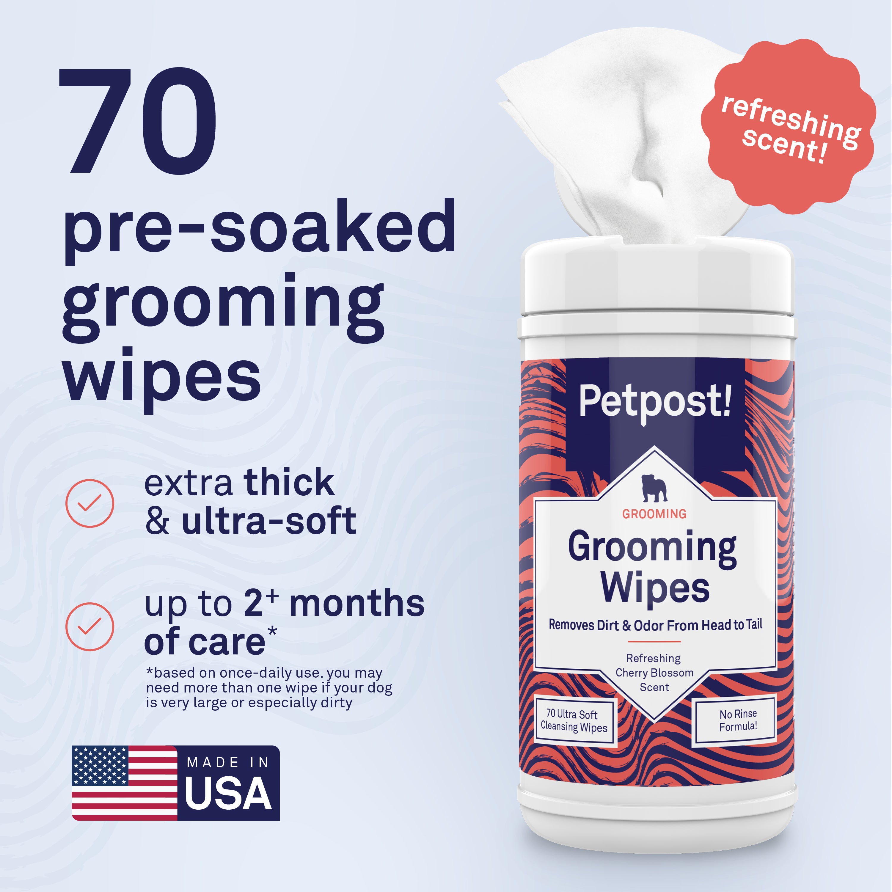 Petpost Large Wrinkle Wipes for Dogs - 60 Count 5x7 Inch Cotton Pads with Coconut Oil & Aloe - Gentle Cleanser for Bulldog, Pug & Wrinkly Breed Folds
