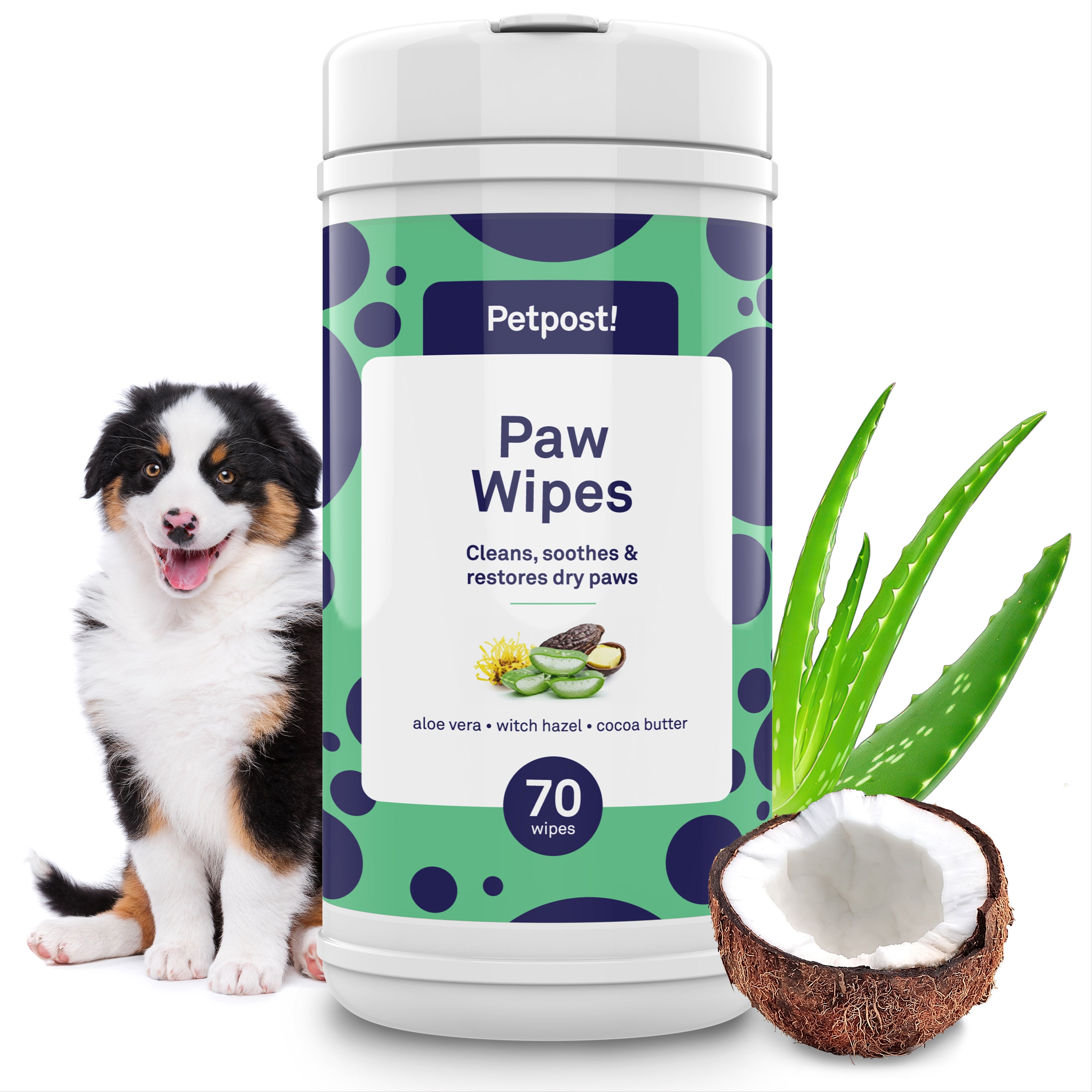 Petpost Large Paw Wipes for Dogs - 70 Count Cotton Pads with Coconut Oil, Jojoba Oil & Aloe - Cherry Blossom Scent - Soothes Dry, Cracked, Itchy Paws by Petpost for grooming dogs