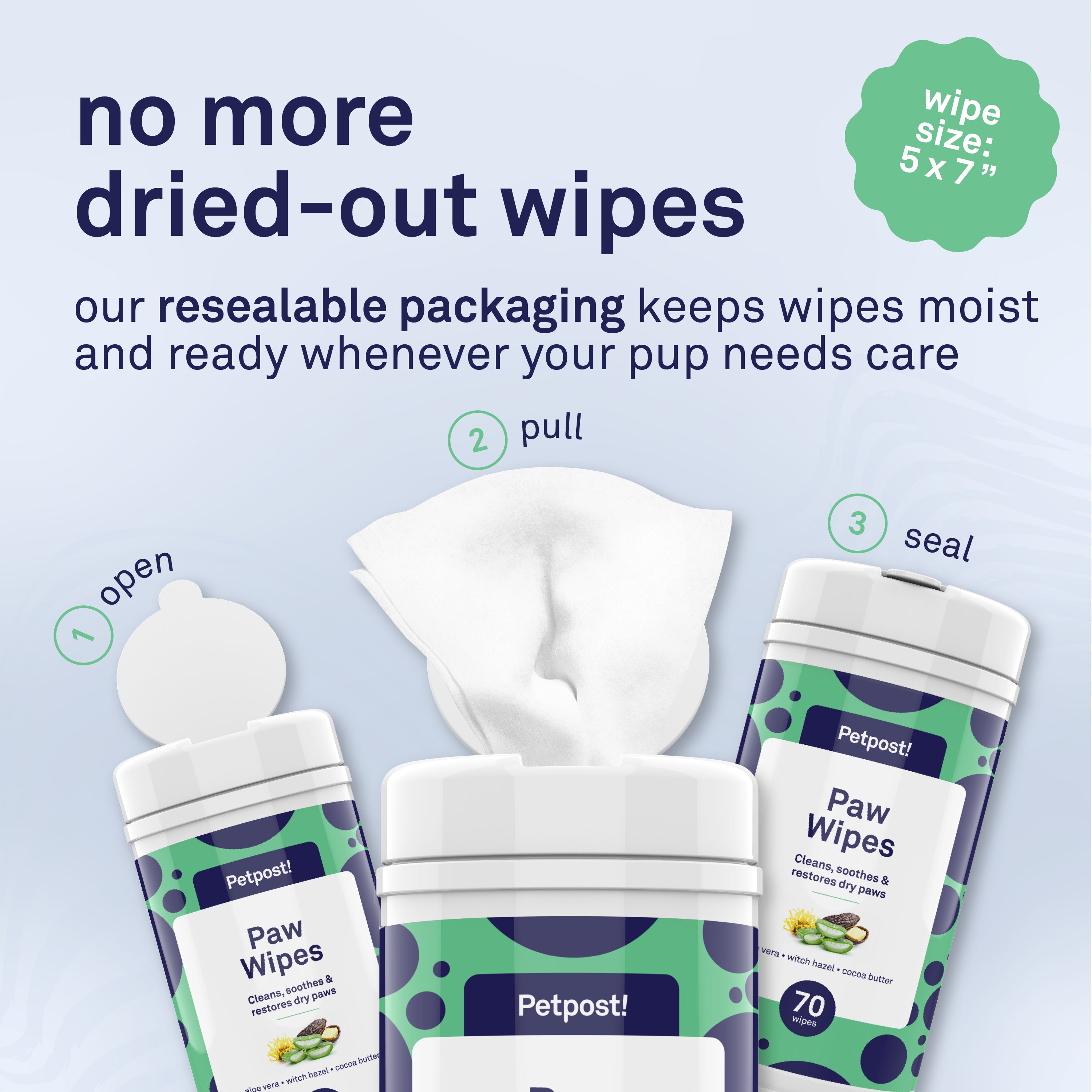 Petpost Large Paw Wipes for Dogs - 70 Count Cotton Pads with Coconut Oil, Jojoba Oil & Aloe - Cherry Blossom Scent - Soothes Dry, Cracked, Itchy Paws by Petpost for grooming dogs