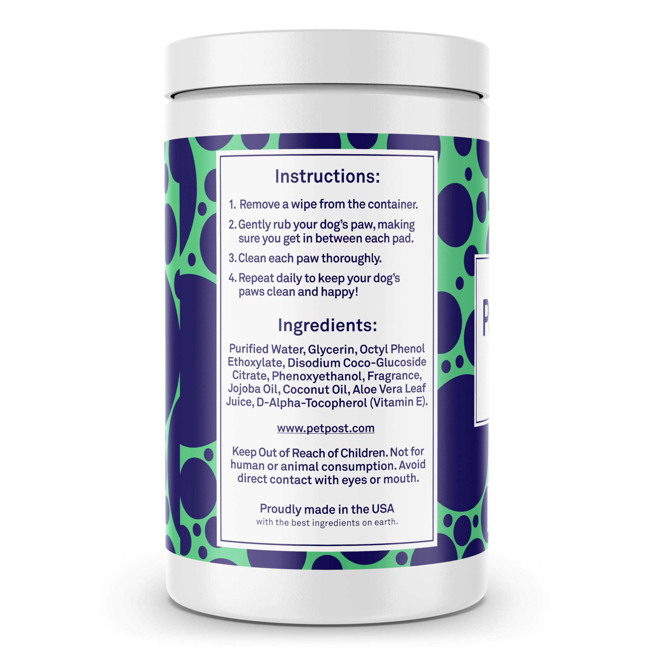 Petpost Large Paw Wipes for Dogs - 70 Count Cotton Pads with Coconut Oil, Jojoba Oil & Aloe - Cherry Blossom Scent - Soothes Dry, Cracked, Itchy Paws