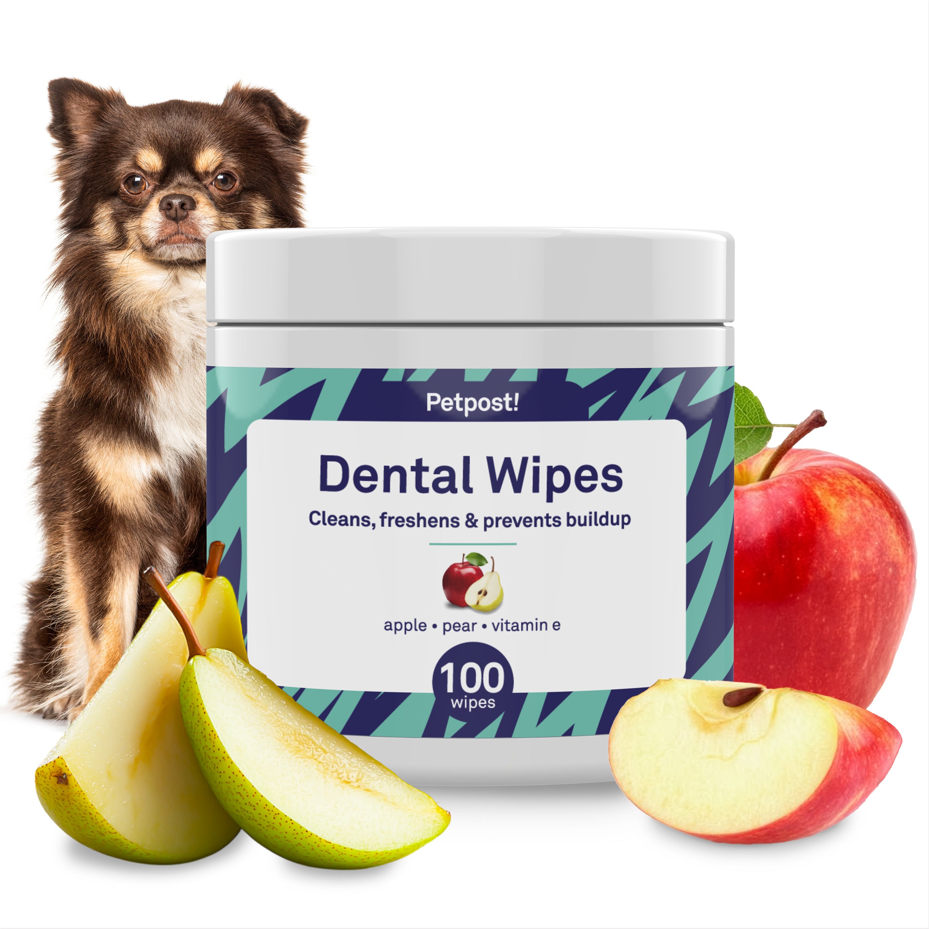 Petpost Dental Wipes for Dogs - 100 Pre-Soaked Cotton Pads with Mint & Apple Flavor - Natural Bad Breath Remover & Tooth Cleaning Solution by Petpost for grooming dogs