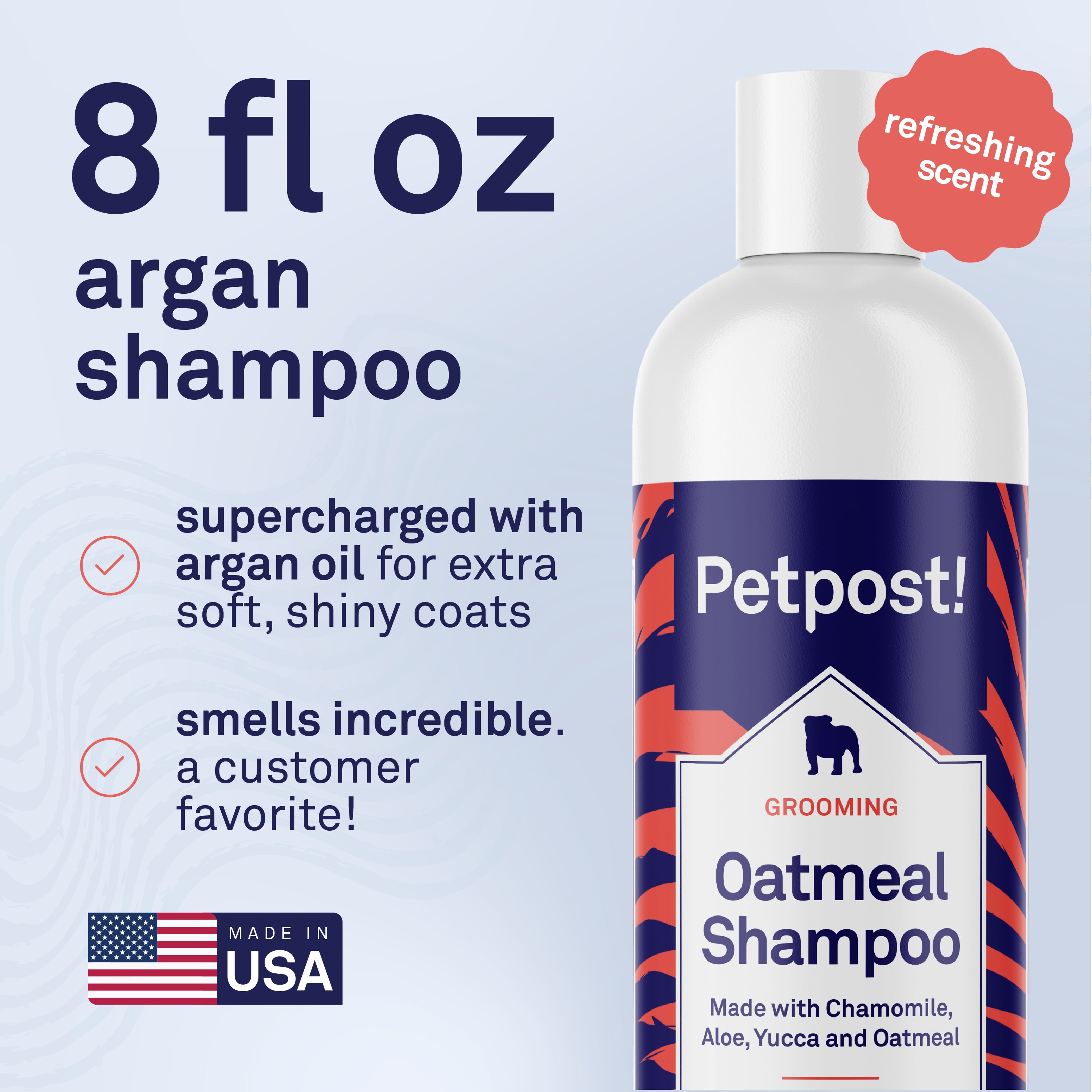 Petpost Argan Oil Shampoo for Dogs - Naturally Nourishing Formula for Dry Skin & Dull Coats - With Aloe & Safflower Oil - Adds Shine & Softness