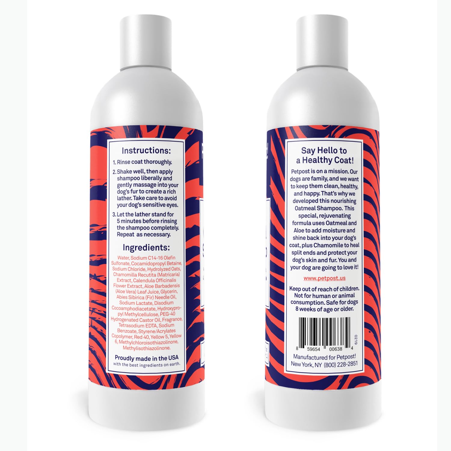 Petpost Oatmeal & Chamomile Shampoo for Dogs - Soothes Dry, Itchy, Sensitive Skin - Naturally Healing Formula with Aloe & Yucca