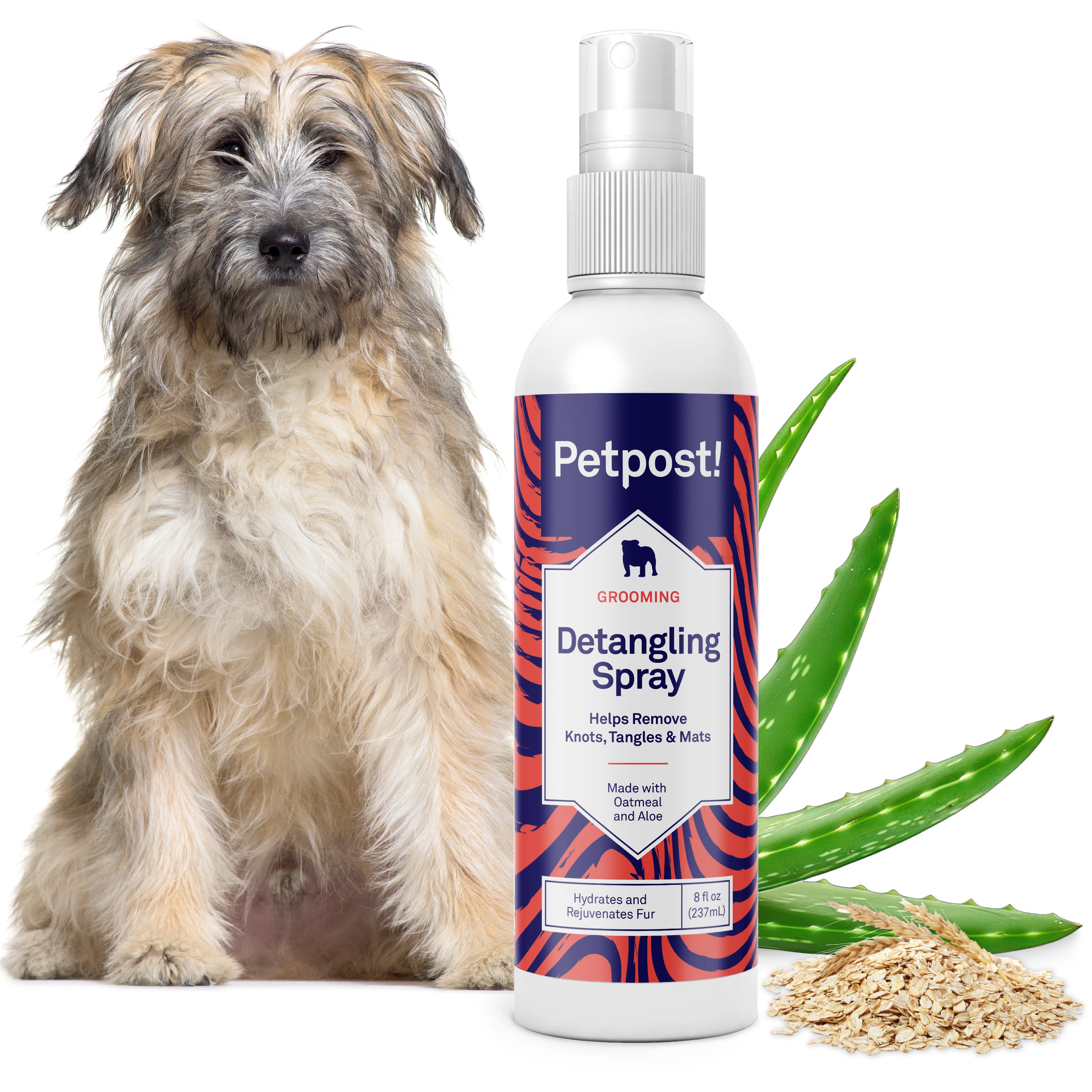 Petpost Detangling Spray for Dogs - Naturally Rejuvenating Hair Detangler with Oatmeal, Aloe & Vitamin E - Removes Knots, Mats & Tangles - 8 oz