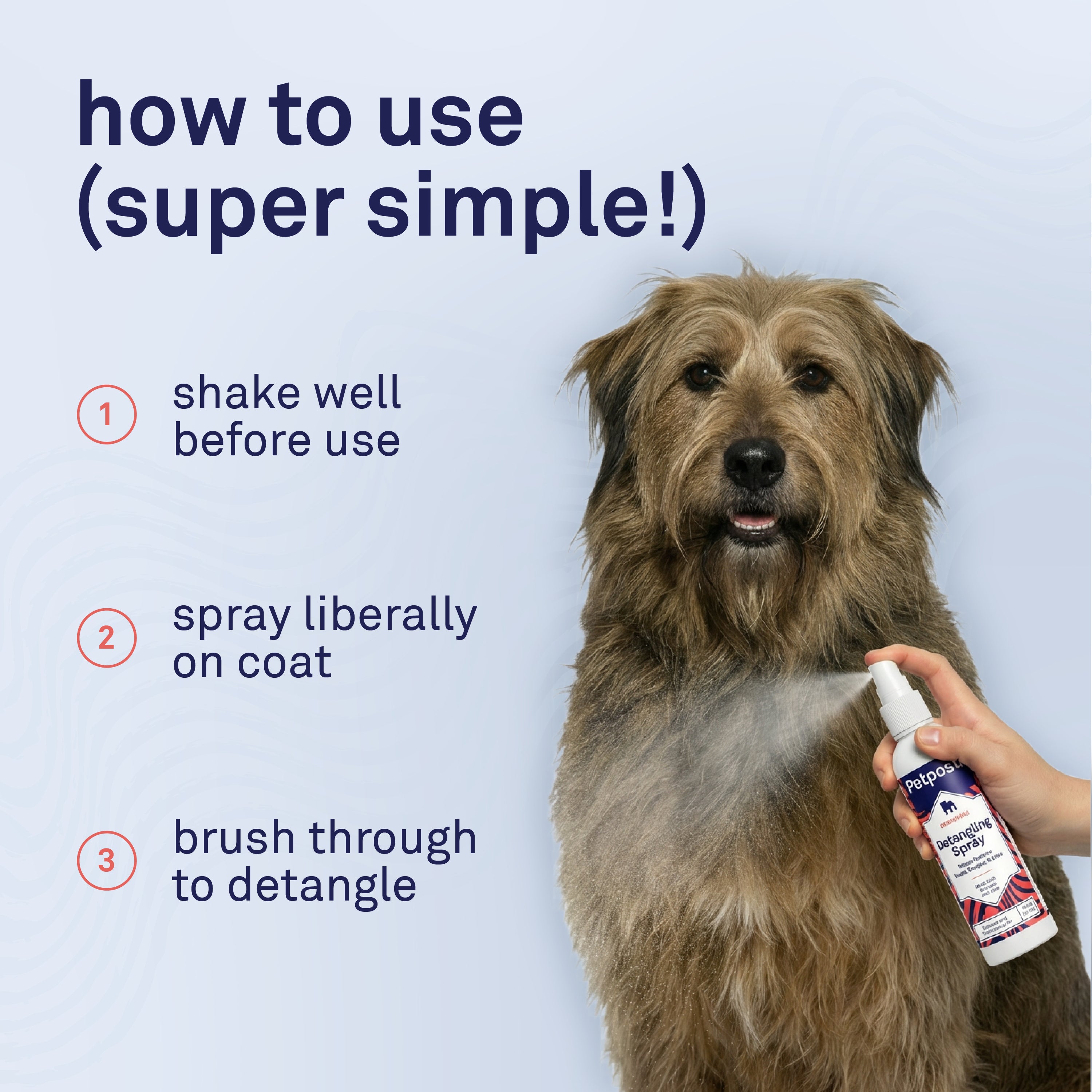 Petpost Detangling Spray for Dogs - Naturally Rejuvenating Hair Detangler with Oatmeal, Aloe & Vitamin E - Removes Knots, Mats & Tangles - 8 oz