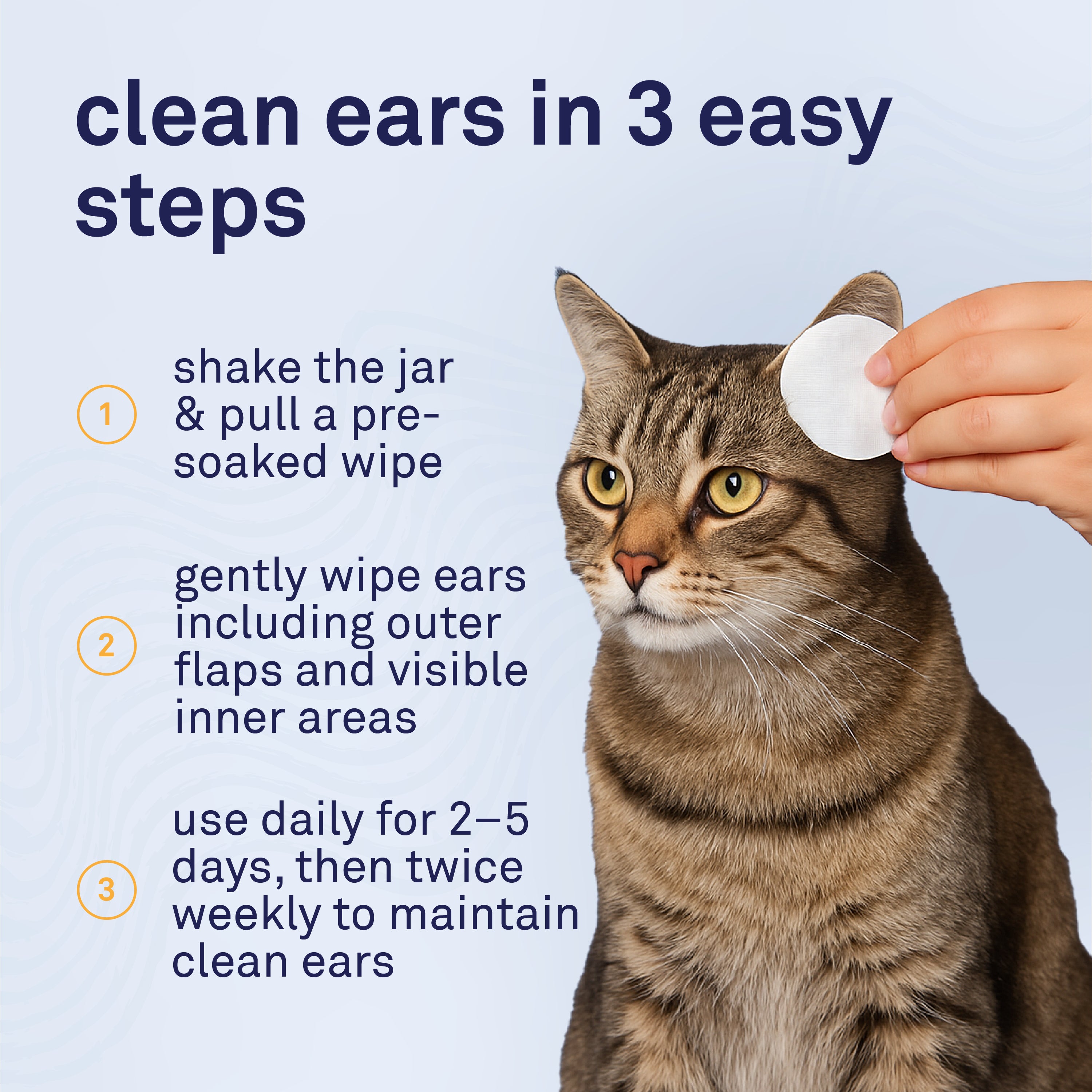 Petpost Cat Ear Wipes - 100 Soft Cotton Pads with Coconut Oil & Aloe - Non-Stinging, Alcohol-Free - Gentle Daily Ear Cleaning for Cats & Kittens