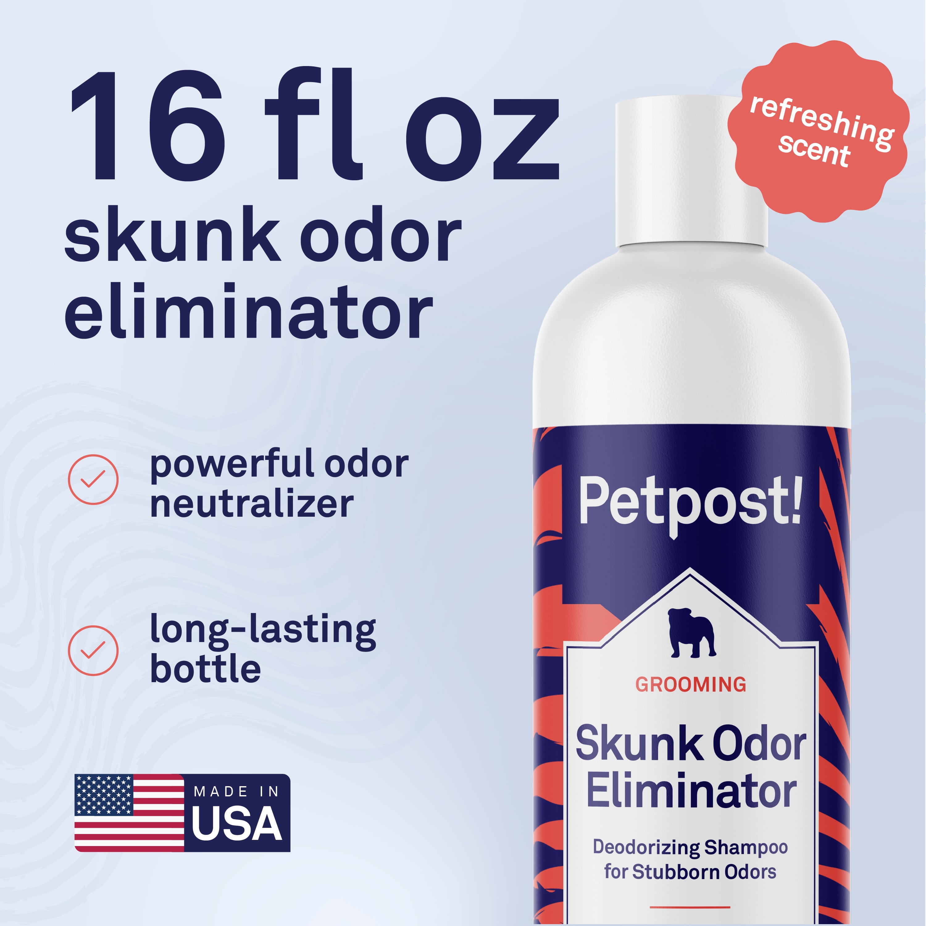 Petpost Skunk Odor Shampoo for Dogs & Cats - Natural Deodorizing Formula with Safflower Oil - Removes Skunk Spray, Eliminates Strong Odors - Gentle on Skin