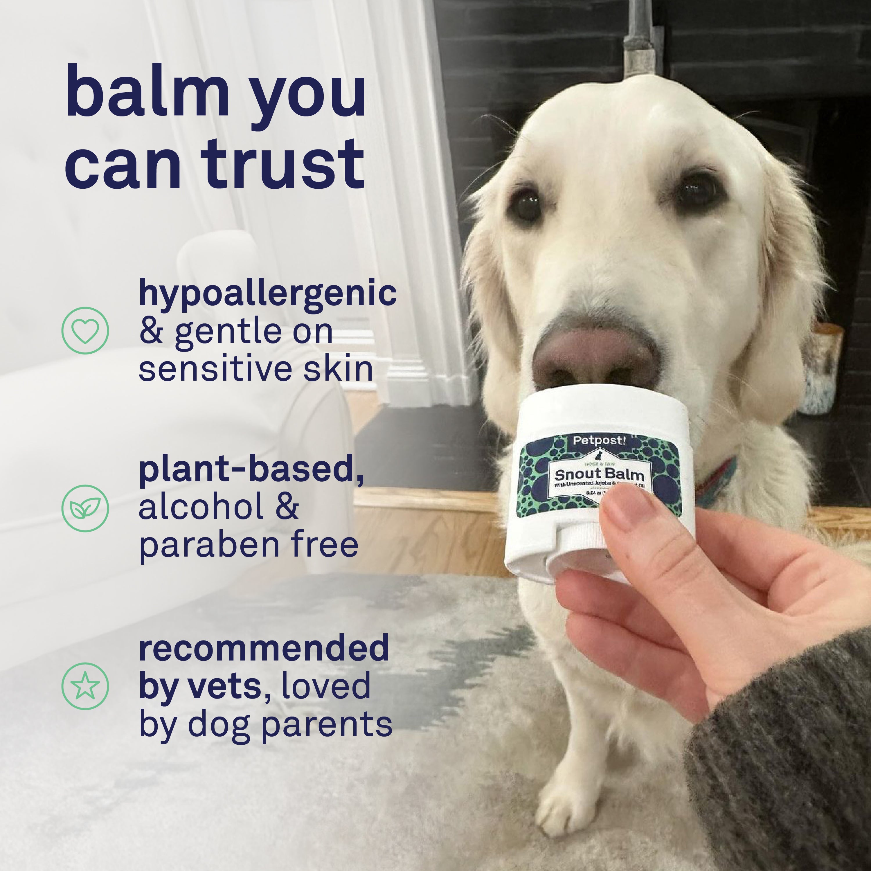 Petpost Snout Balm for Dogs - Organic Coconut Oil, Jojoba Oil & Shea Butter - Soothes Dry, Cracked, Chapped Noses - Easy Twist-Up Applicator - 0.64 oz