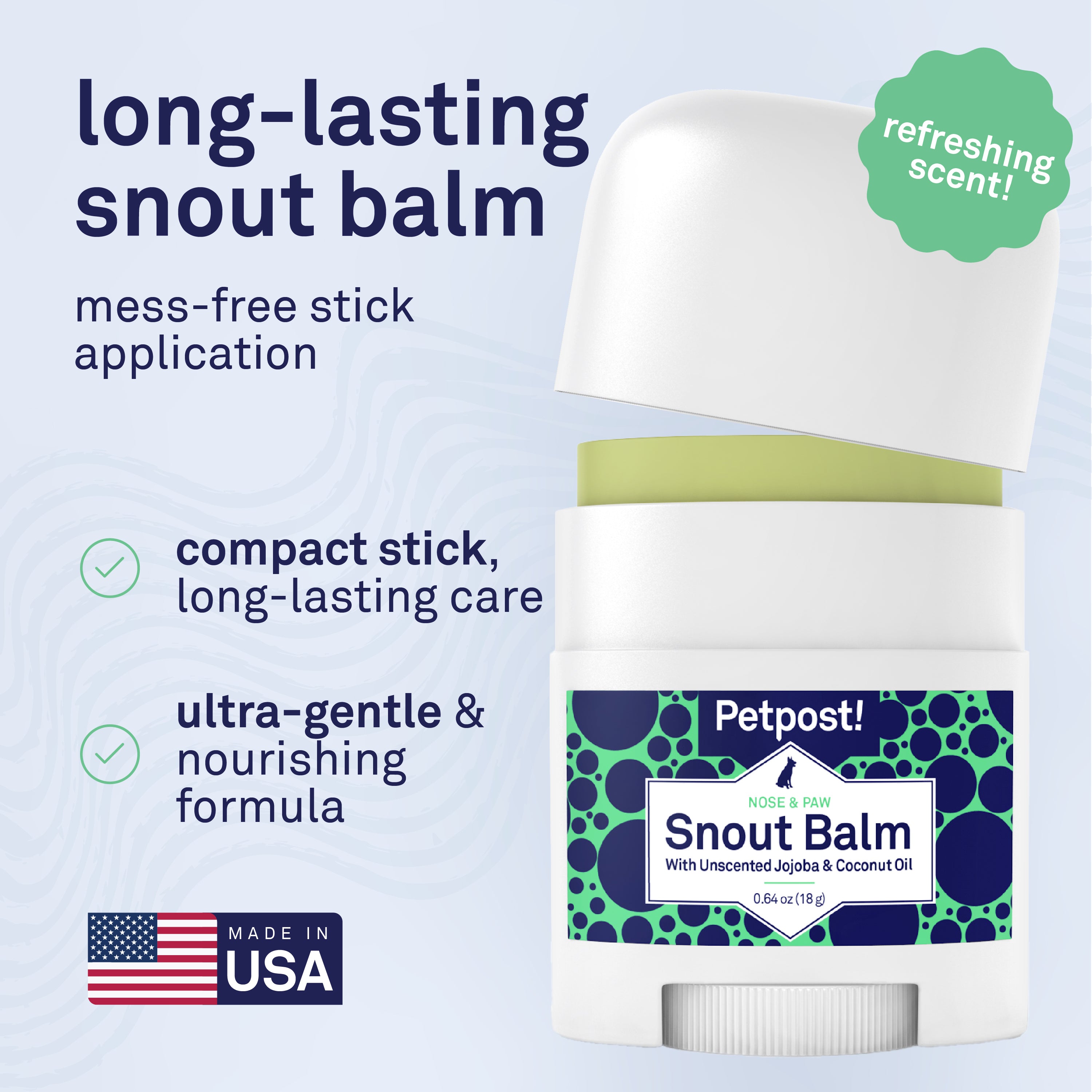 Petpost Snout Balm for Dogs - Organic Coconut Oil, Jojoba Oil & Shea Butter - Soothes Dry, Cracked, Chapped Noses - Easy Twist-Up Applicator - 0.64 oz