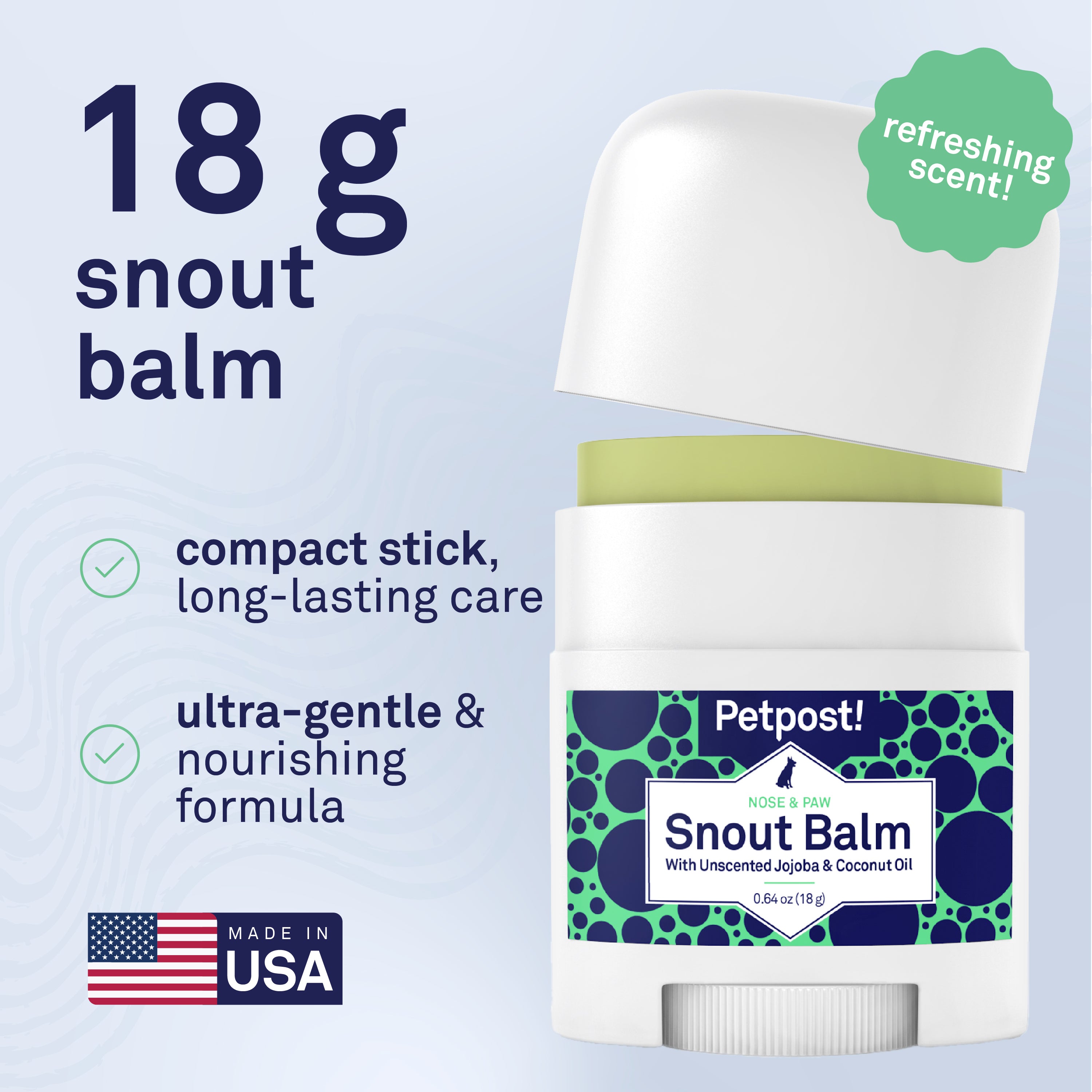 Petpost Snout Balm for Dogs - Organic Coconut Oil, Jojoba Oil & Shea Butter - Soothes Dry, Cracked, Chapped Noses - Easy Twist-Up Applicator - 0.64 oz