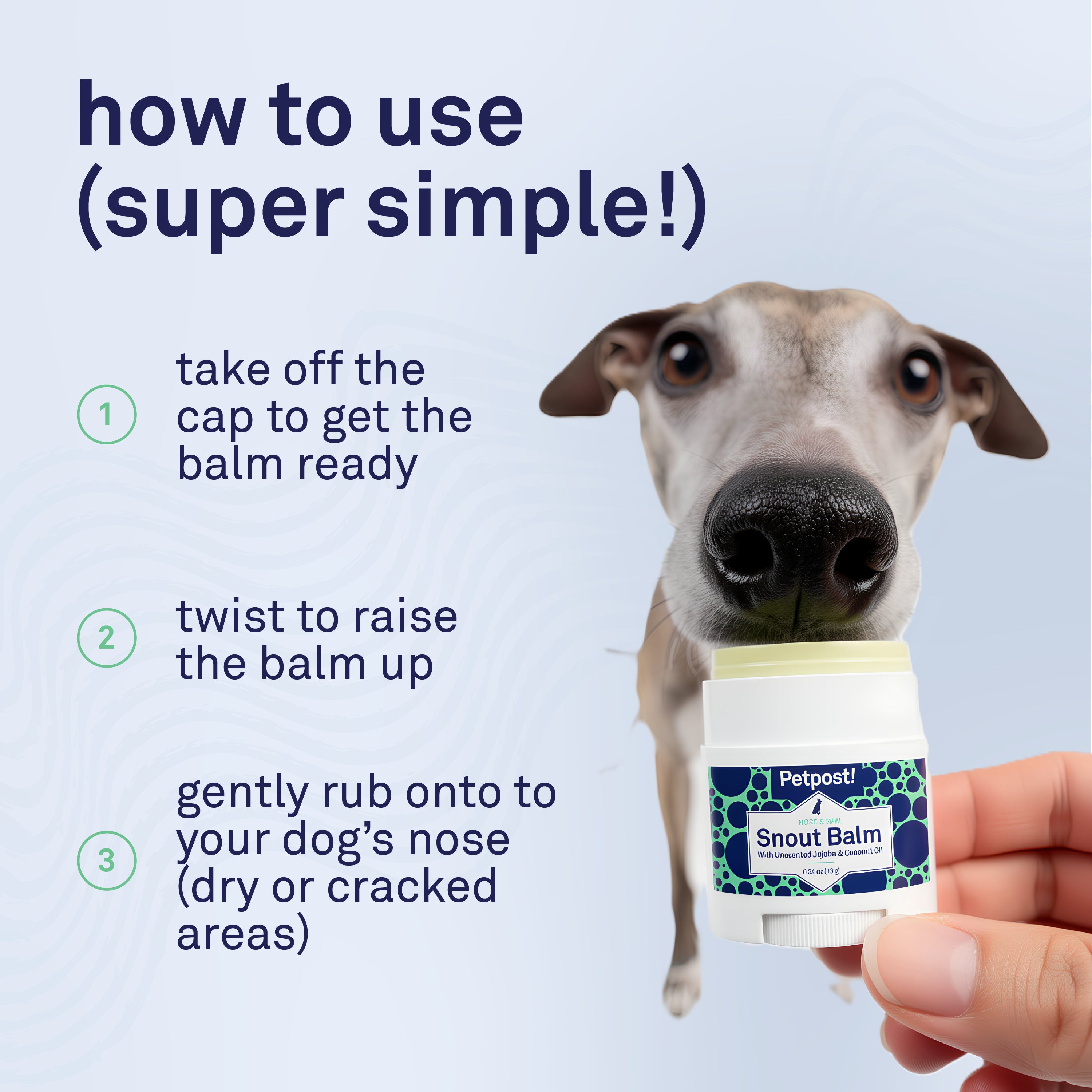 Petpost Snout Balm for Dogs - Organic Coconut Oil, Jojoba Oil & Shea Butter - Soothes Dry, Cracked, Chapped Noses - Easy Twist-Up Applicator - 0.64 oz