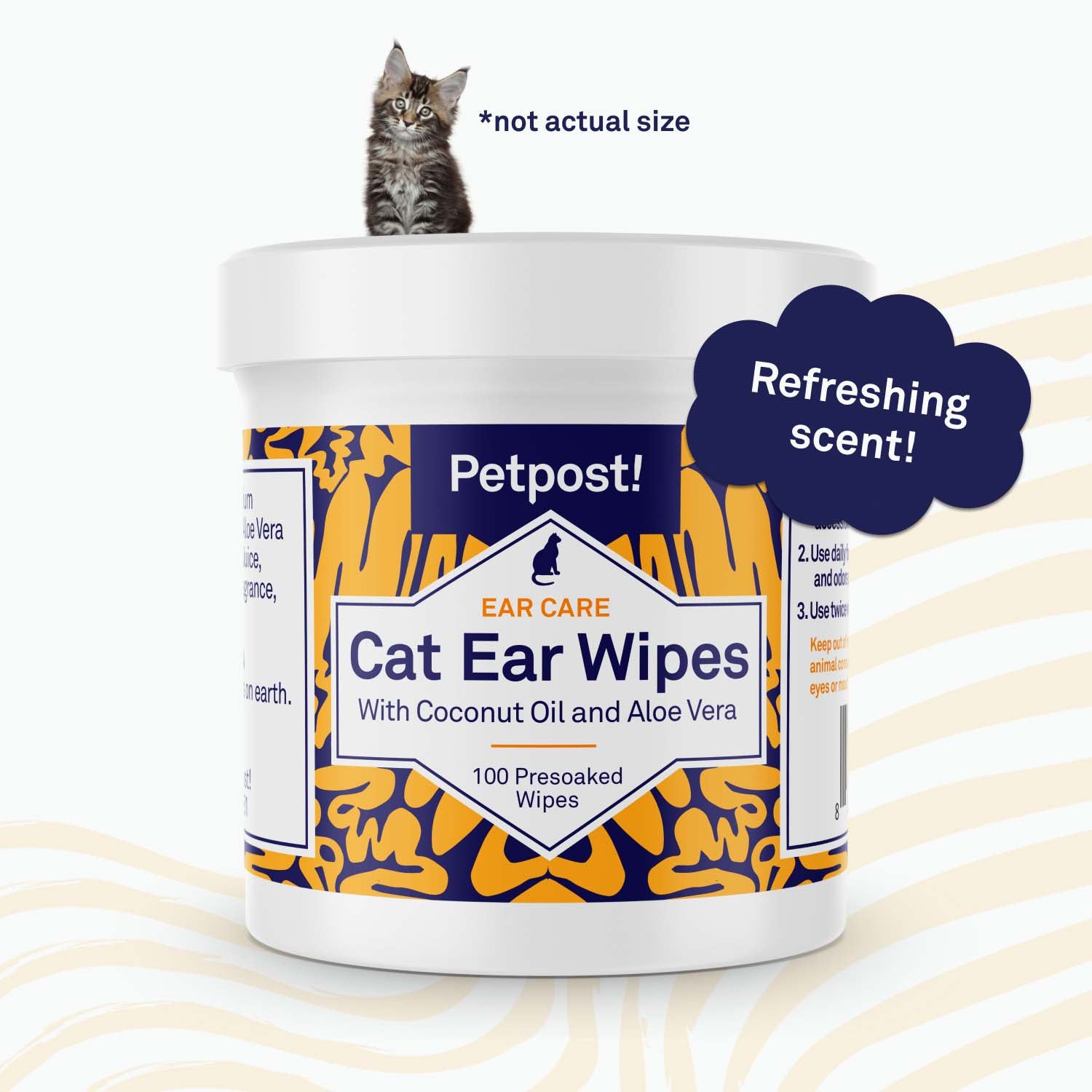 Petpost Cat Ear Cleaner Wipes 100 Ultra Soft Cotton Pads in Coconut Oil Solution Treatment for Cat Ear Mites Cat Ear Infections