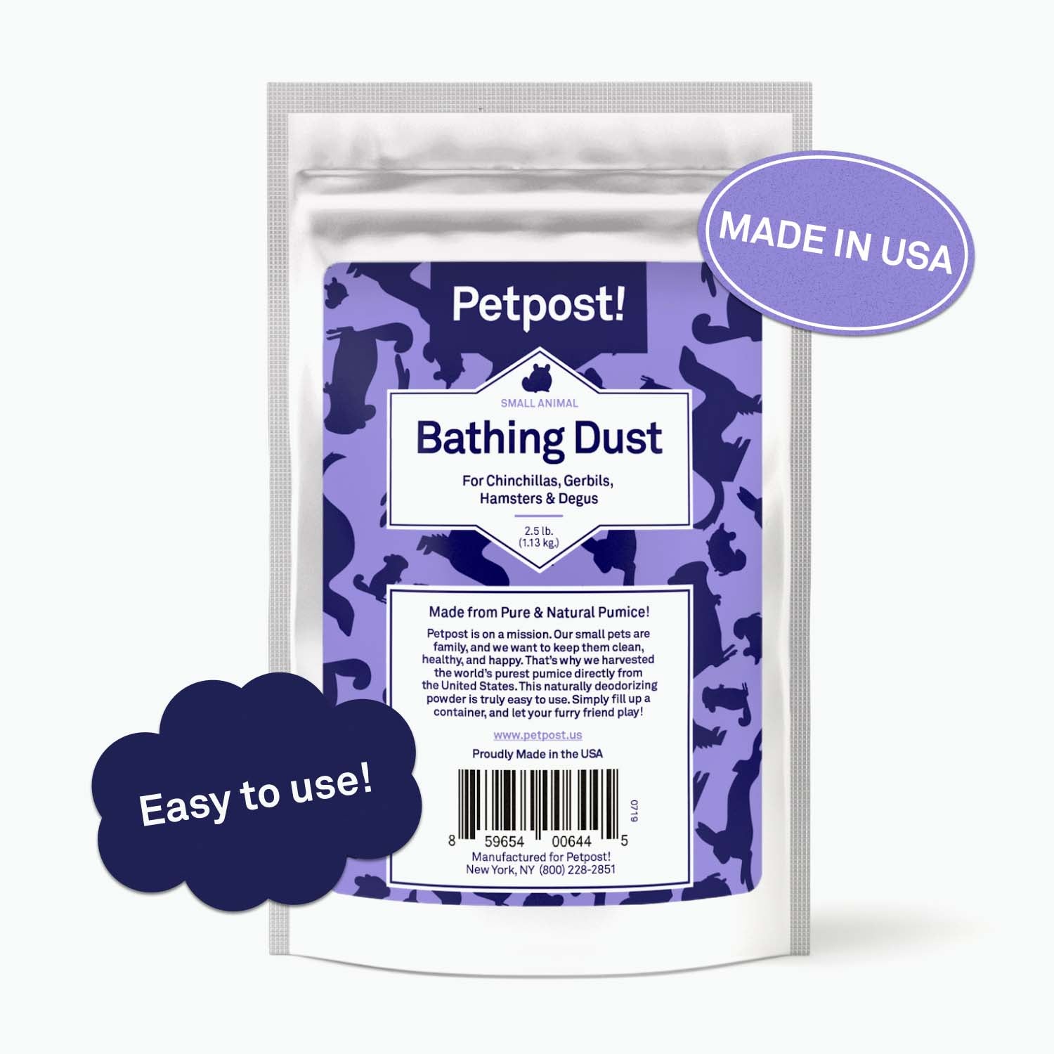 Small Animal Bath Dust by Petpost™ for grooming dogs